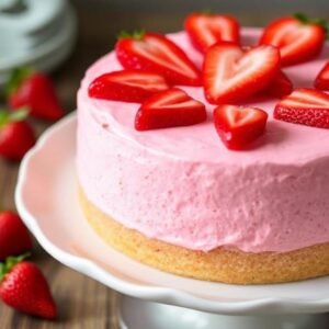 Easy Strawberry Jelly Mousse Cake Recipe
