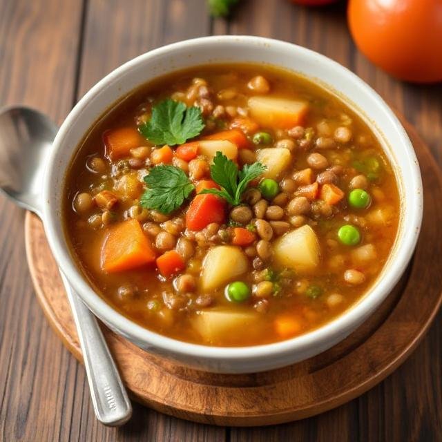 Brown Lentil and Vegetable Soup