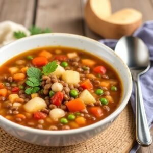 Brown Lentil and Vegetable Soup