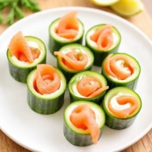 Cucumber and Smoked Salmon Keto Rolls