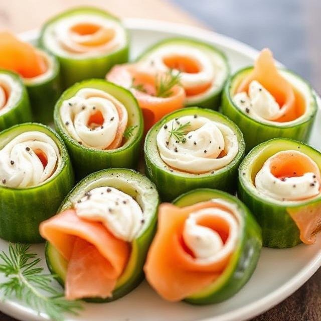 Cucumber and Smoked Salmon Keto Rolls