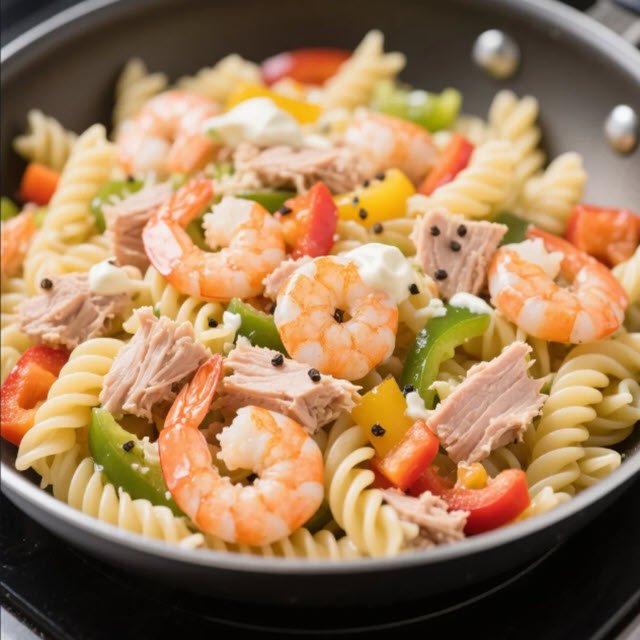 Diet Shrimp and Tuna Pasta Salad