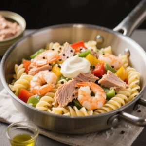 Diet Shrimp and Tuna Pasta Salad