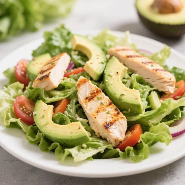 Grilled Chicken Salad with Avocado and Lettuce