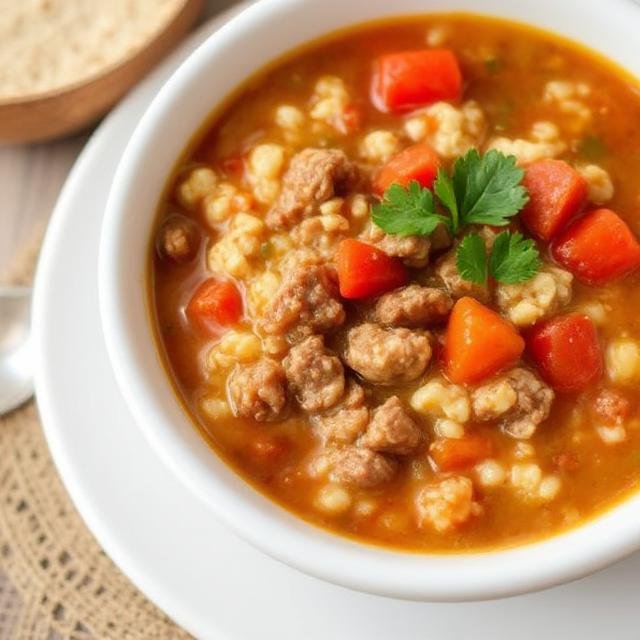 Oatmeal and Meat Soup