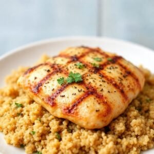 Spiced Bulgur with Grilled Chicken