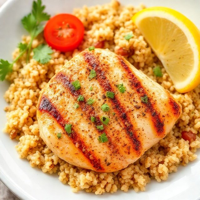 Spiced Bulgur with Grilled Chicken