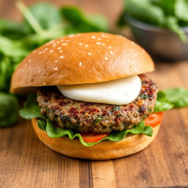 Spinach and Mozzarella Diet Burger